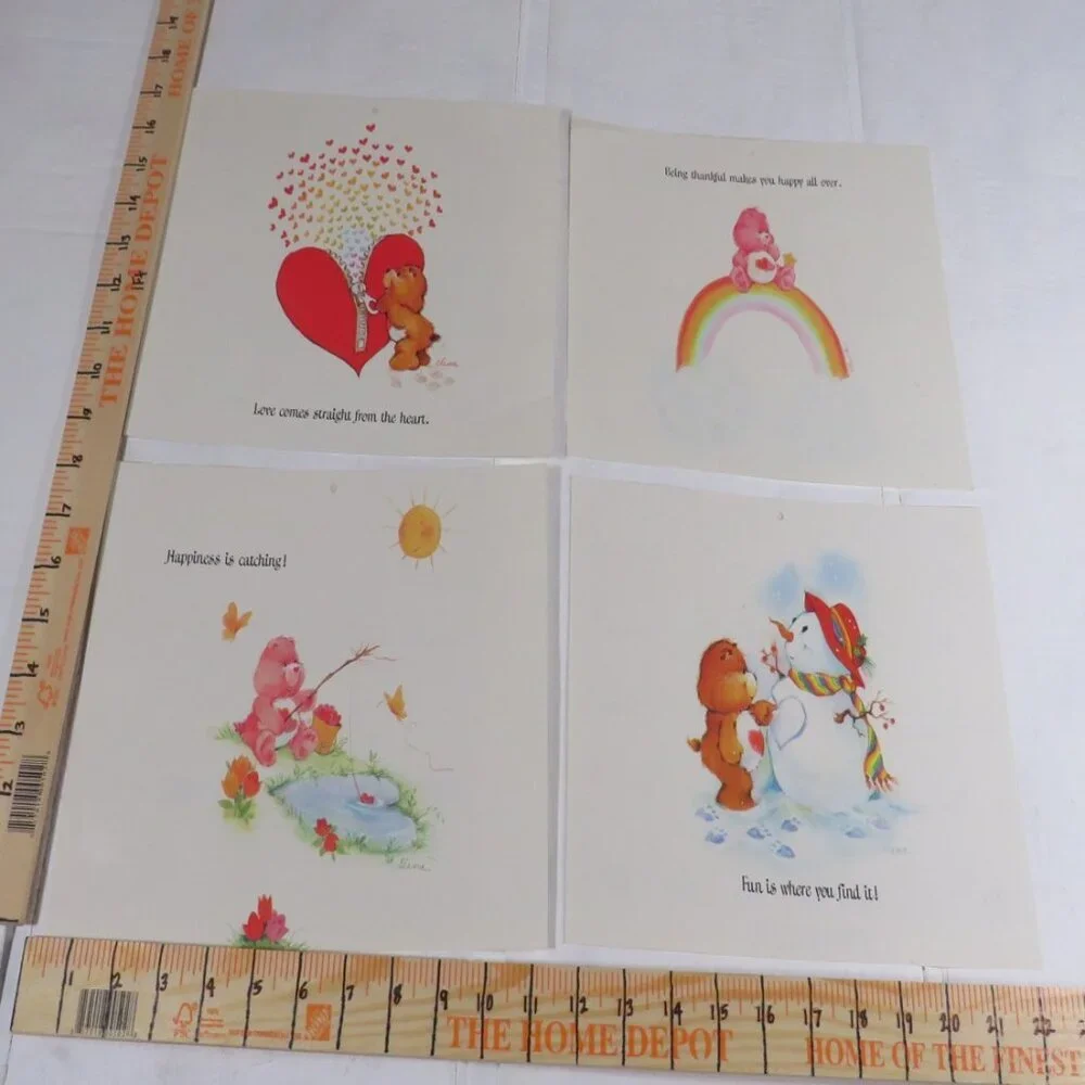 Care Bear (4) calendar pages LAMINATED (not connected)